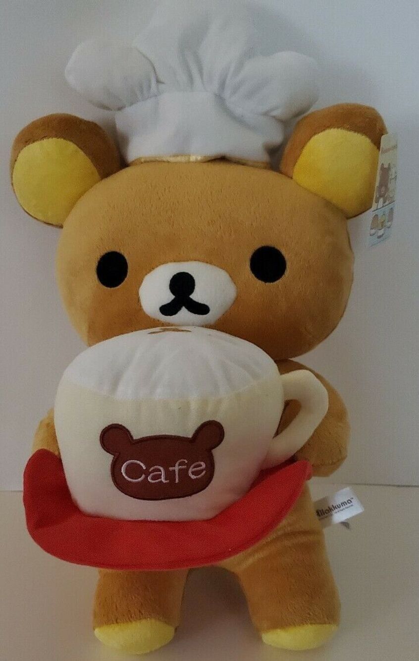 NWT Big 19” Rilakkuma Plush - Cafe Cup Waiter Chef Hat Waiter San-X